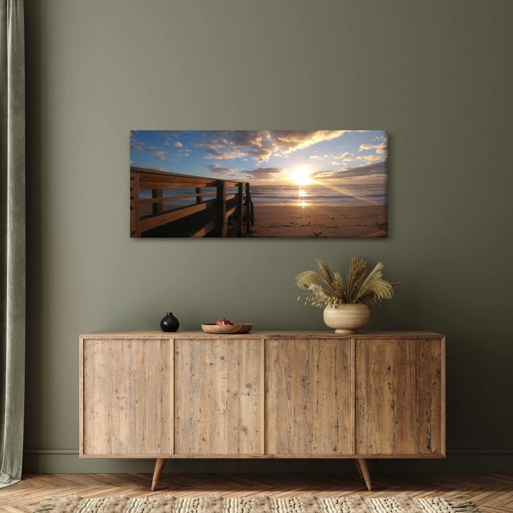 A móló, a strand és a tenger képe (120x50 cm)