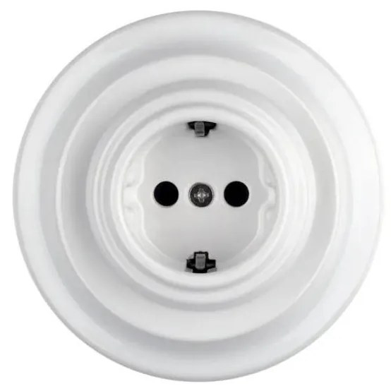Bohemia-Design - porcelán retro fali dugalj kerettel SCHUKO 250V/16A fehér