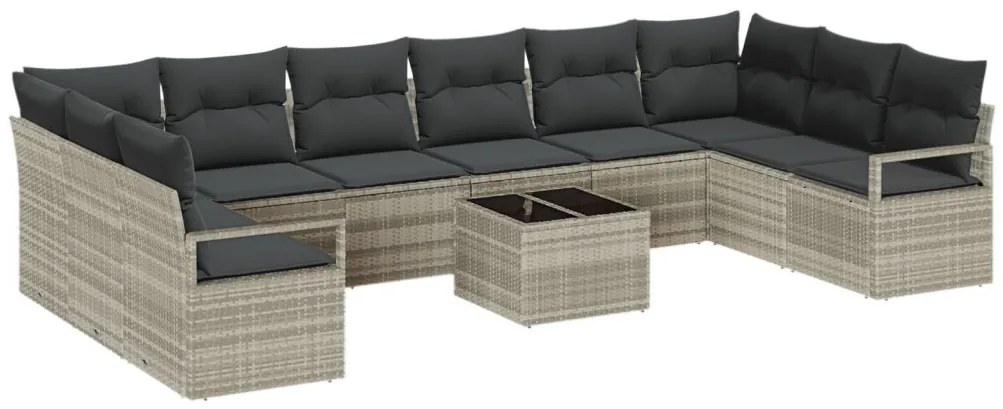 Kanapé Szett párnával 11 pcs Világosszürke polirattan