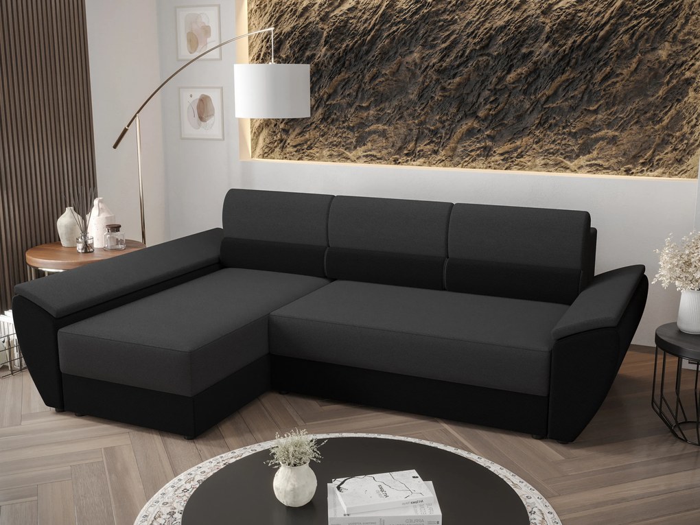 Sarok ülőgarnitúra Radiant L3 (fekete + sötétszürke) (B). 1062235