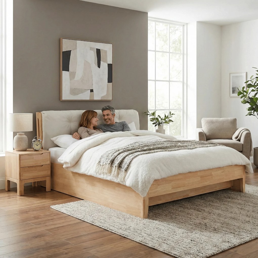 Franciaágy, 180x200, masszív fa, természetes, FLORENCIA