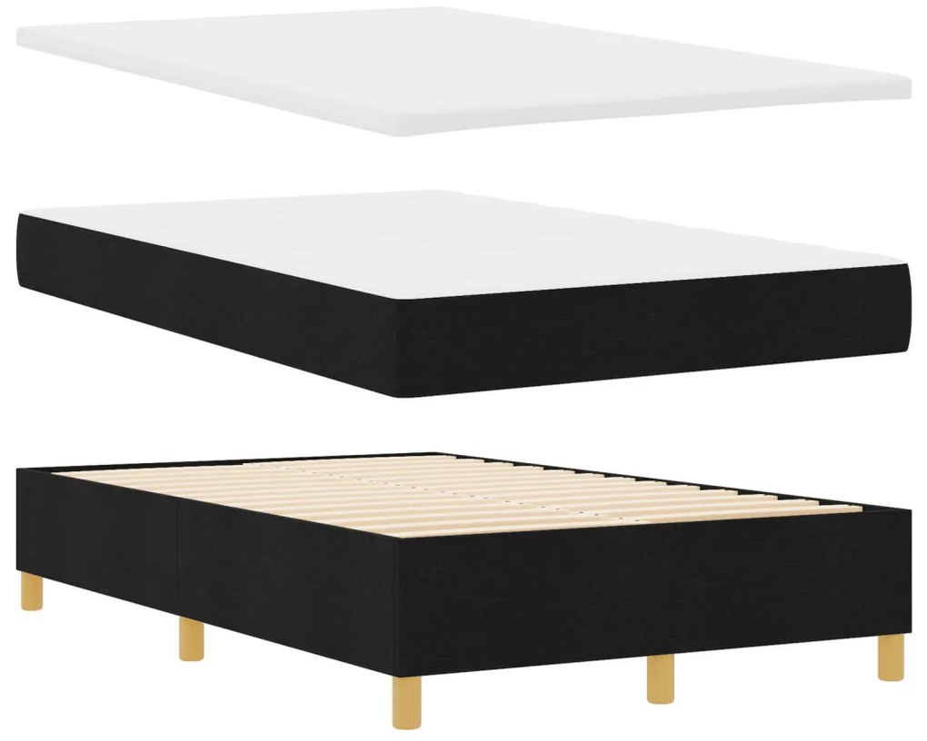 boxspring ágy matraccal fekete kicsi kétfős szövet