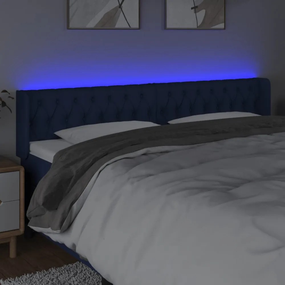 kék szövet LED-es fejtámla 203 x 16 x 78/88 cm