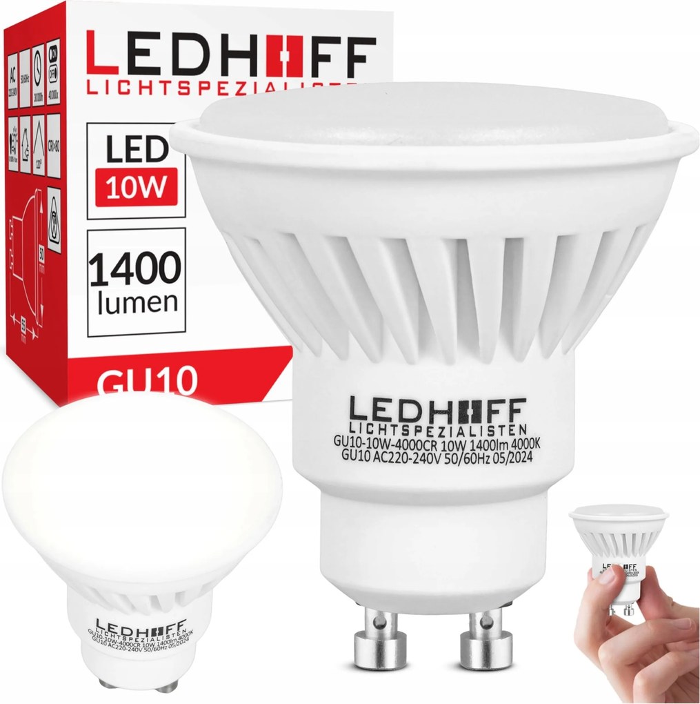 Led izzó GU10 nagyon Fényes természetes 10W Erős 1400lm semleges fény