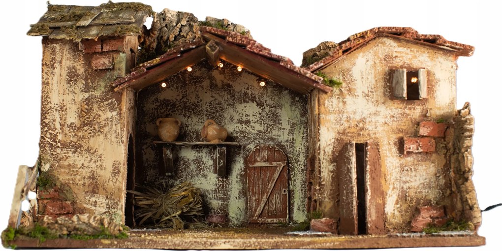Betlehem Dekoráció Épület Farm *világított* 220V 50x26x30CM