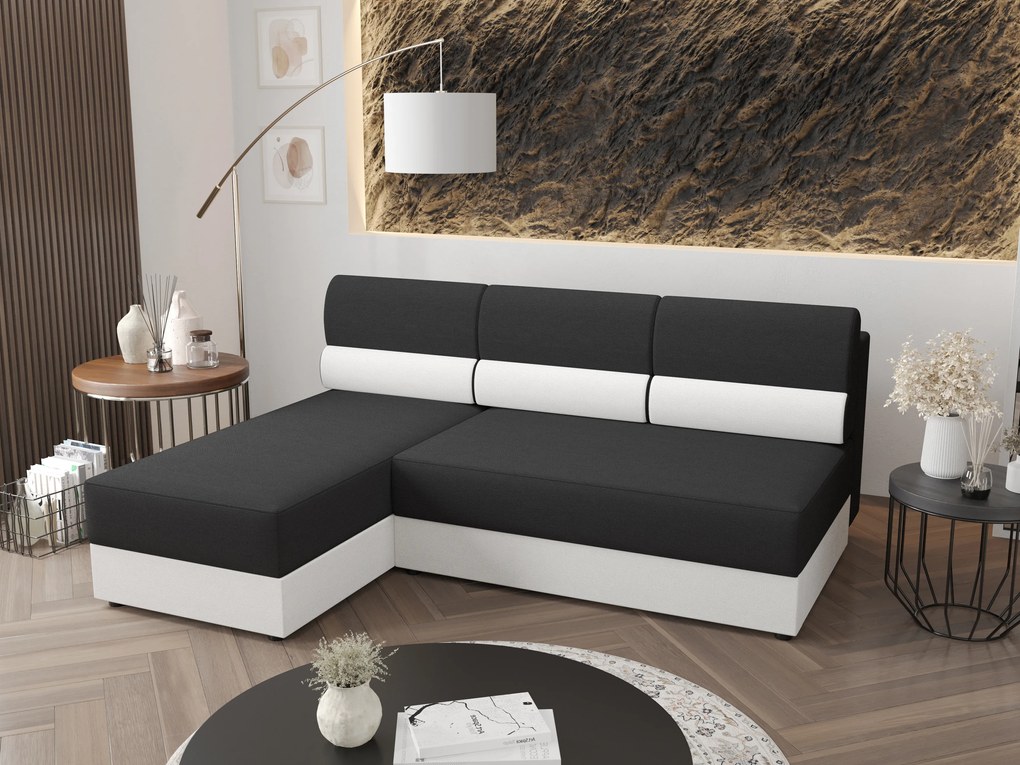 Sarok ülőgarnitúra Radiant L1 (fekete + fehér) (B). 1062199