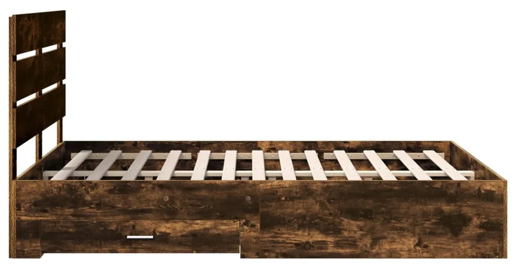 vidaXL Ágykeret fiókkal fejtámlával Füstölt tölgy 150 x 200 cm Faanyag