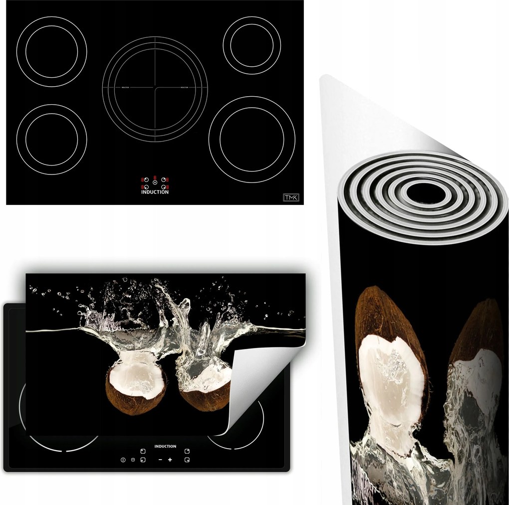 Vinil Tűzhelyvédő Szőnyeg Asztallap 90x52 fekete kókusz