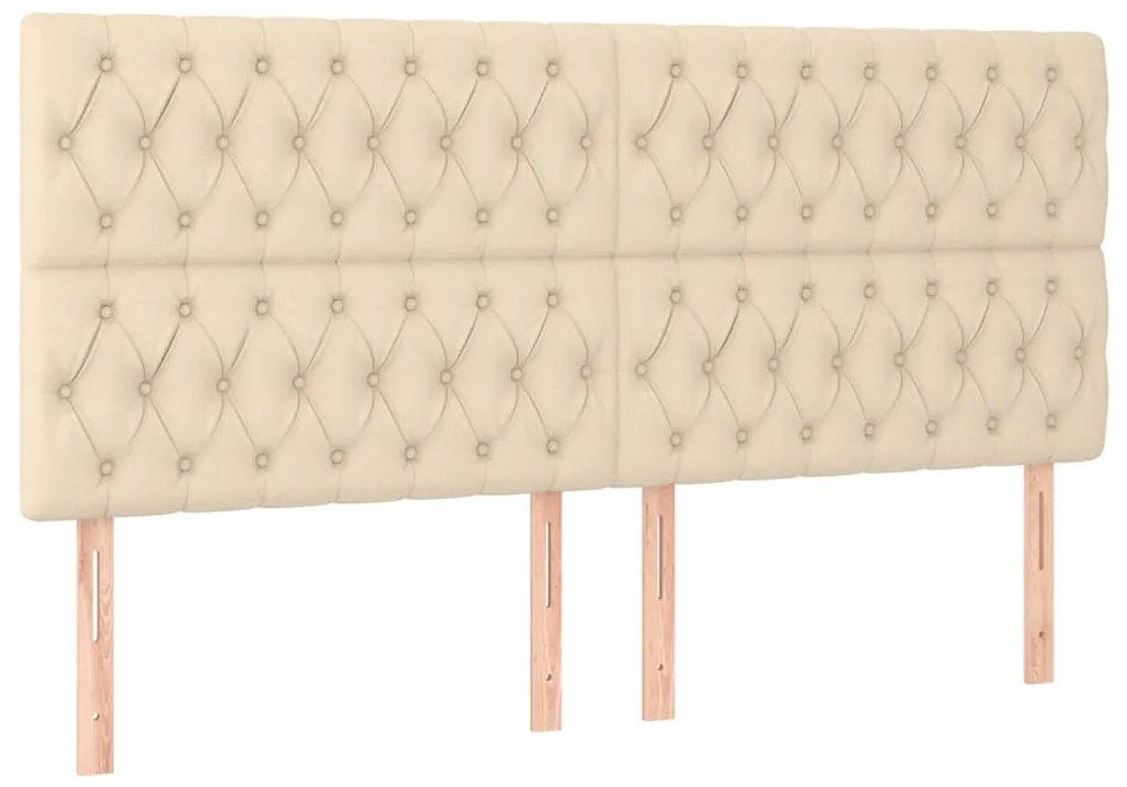 krémszínű szövet LED-es fejtámla 180x7x118/128 cm