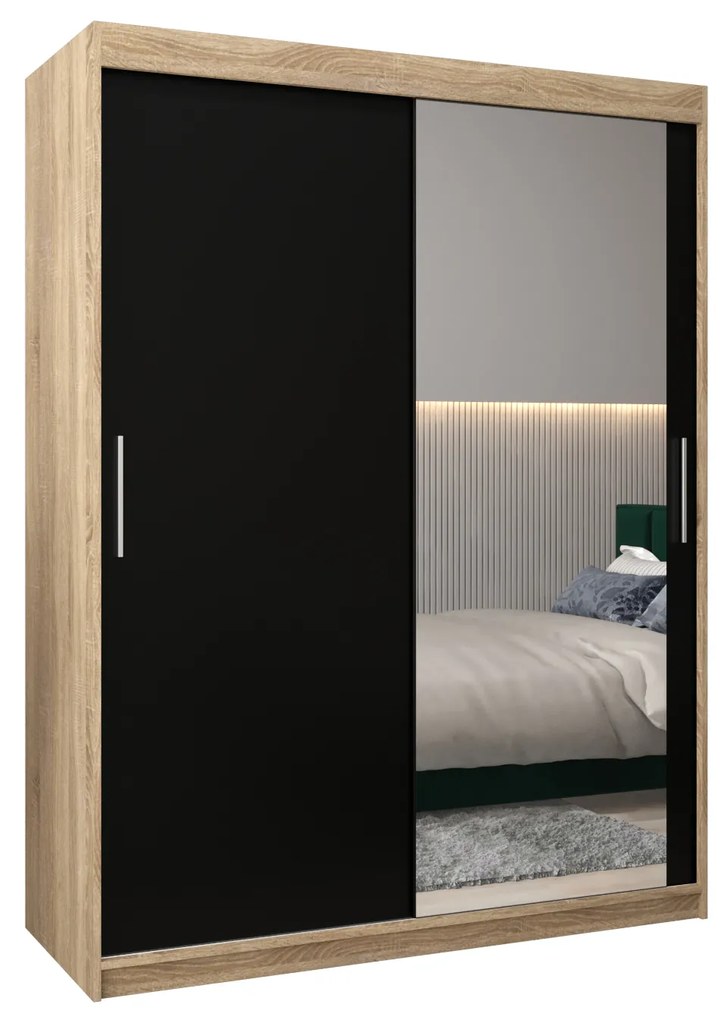 Ruhásszekrény 150 cm Toki 2 (szonoma tölgy + matt fekete). 1064997