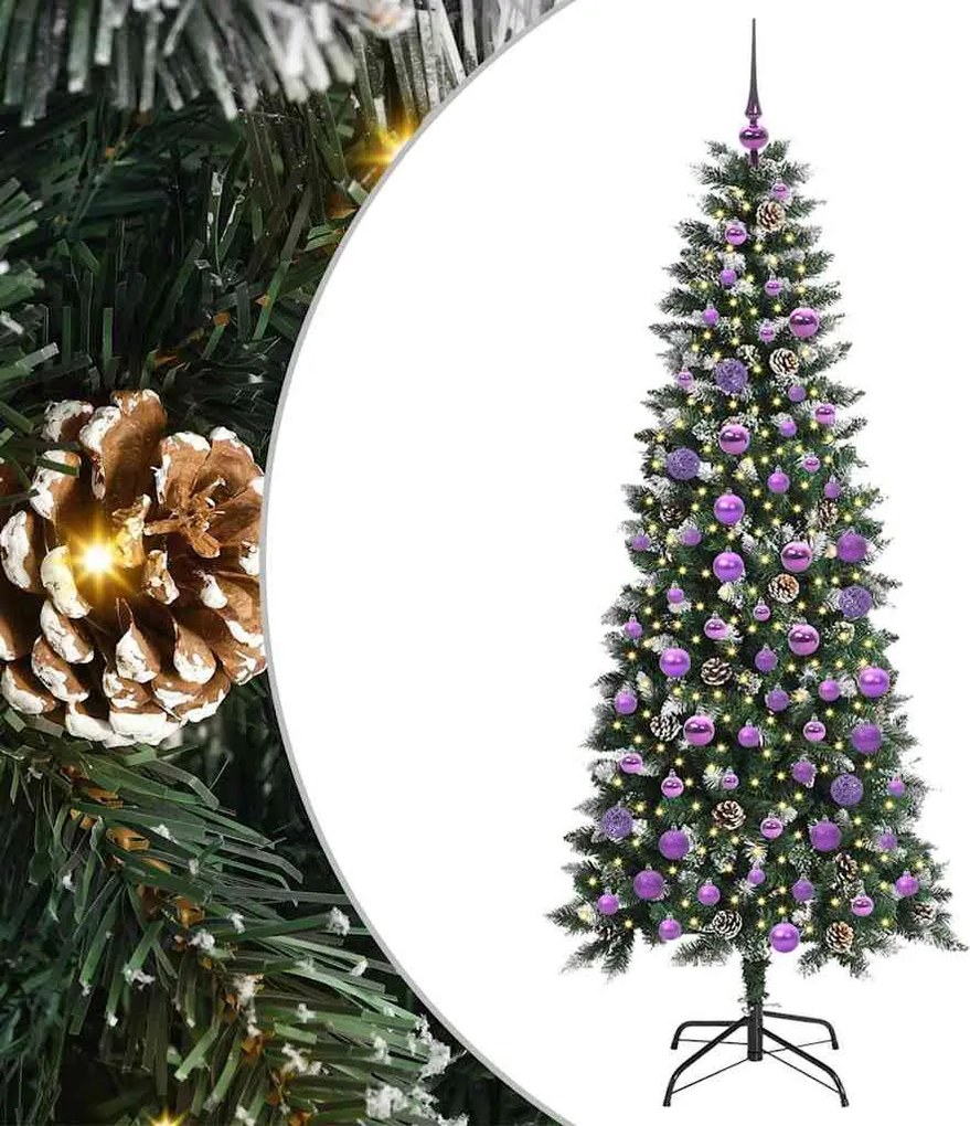 vidaXL Mű karácsonyfa 300 LED-del Zöld 180 cm PVC és Műanyag és Acél