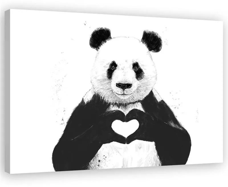 Gario Vászonkép Panda szívvel - Rykker Méret: 100 x 70 cm