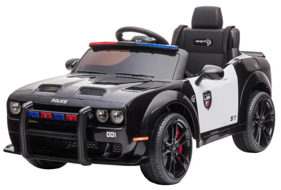 Elektromos Dodge Challenger rendőrautó 50W/4500 mAh fekete-fehér