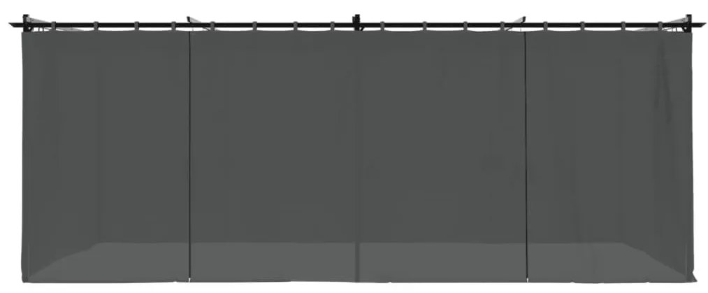 antracitszürke acél pavilon függönyökkel 6 x 3 m