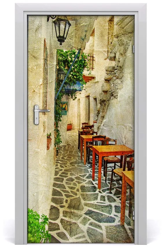 Poszter tapéta ajtóra görög taverna 95x205 cm