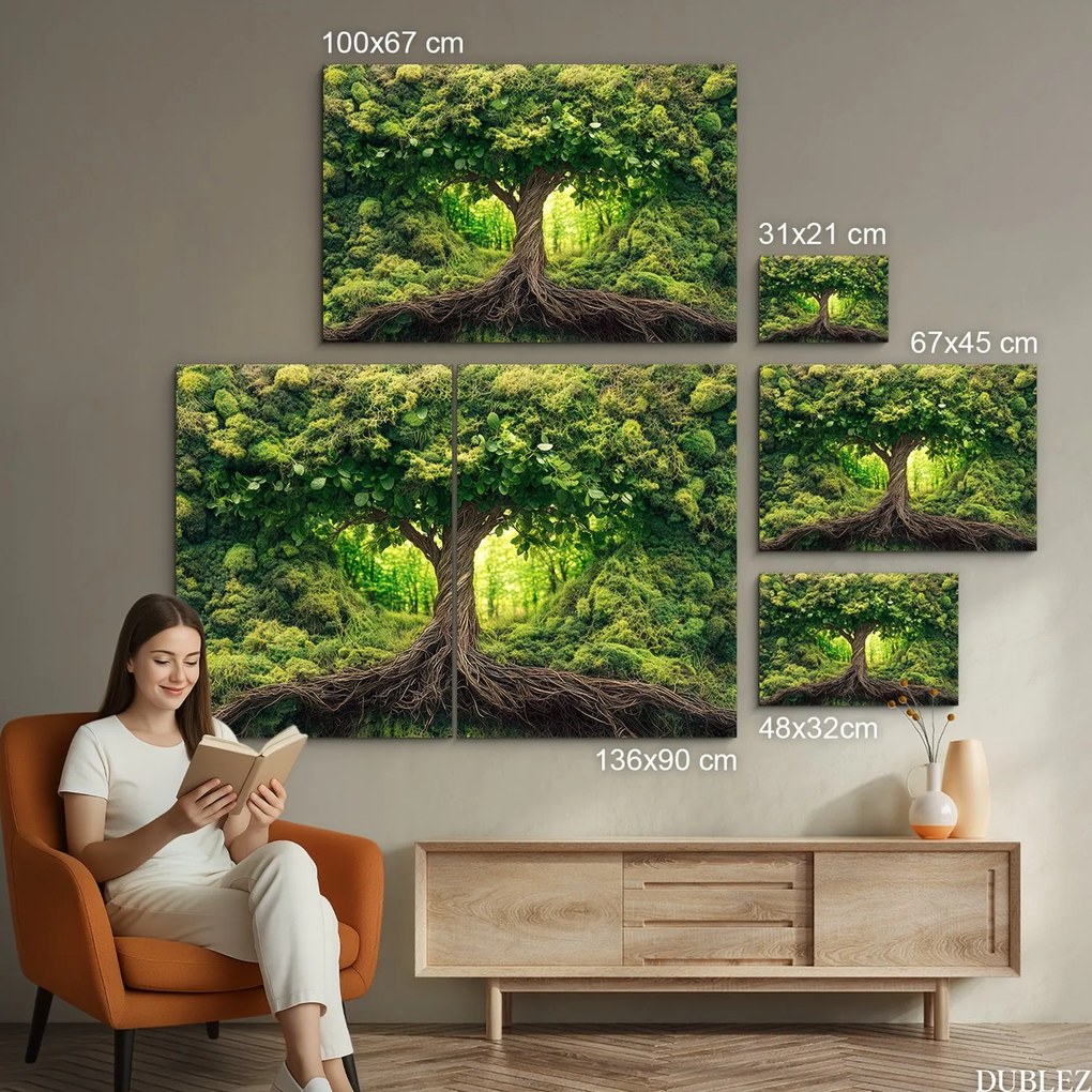 DUBLEZ | Zöld Életfa falikép – Gaia