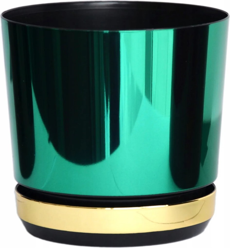 16 cm-es virágtartó Duo kétszínű Zöld állvány Arany fényes csillogó