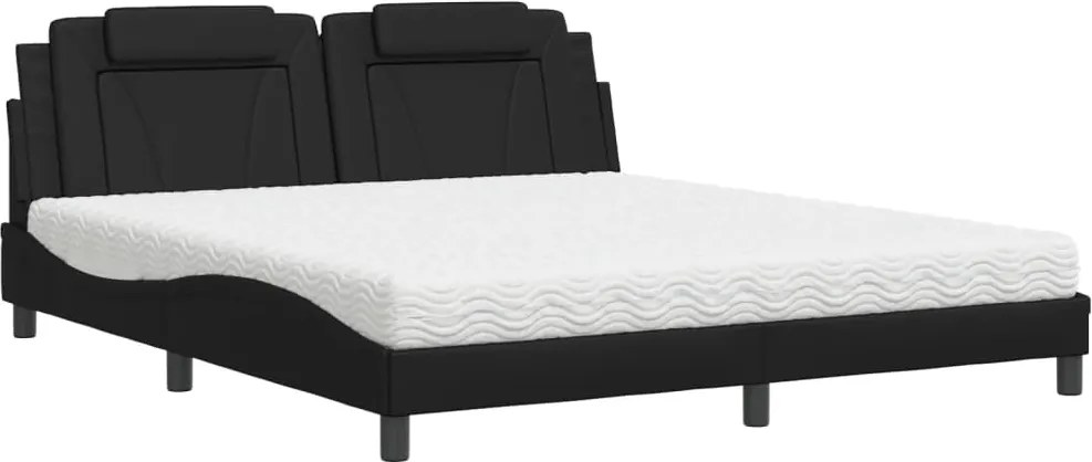 vidaXL fekete műbőr ágy Viana matraccal 180 x 200 cm