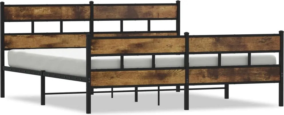 vidaXL füstös tölgy színű fém ágykeret matrac nélkül 180 x 200 cm