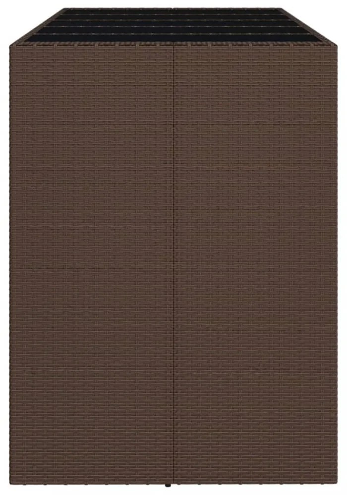 barna polyrattan kerti asztal üveglappal 185 x 80 x 110 cm