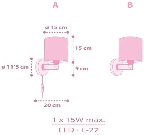 Dalber 42499 - Gyerek fali lámpa FAIRY DREAMS 1xE27/15W/230V