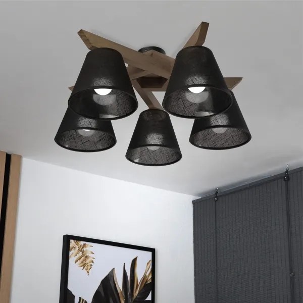 Brilagi - LED mennyezeti lámpa ANTHONY 5xE14/40W/230V dió/fekete