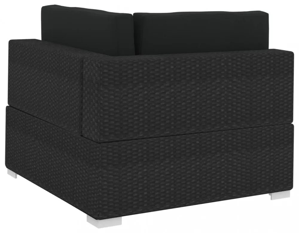 vidaXL 4 részes fekete polyrattan kerti kanapészett párnákkal