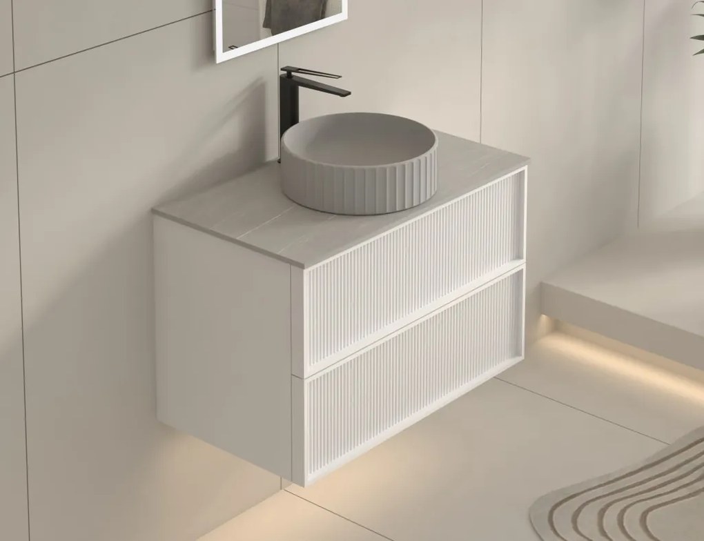 AREZZO design SAVONA 80 cm-es Fürdőszoba alsószekrény 2 fiók, matt fehér