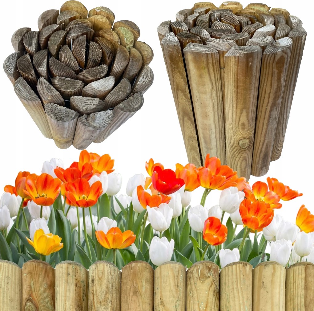 Rollborder 7x30x200 cm fa kerítés gyepszegély