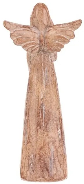Poliresin angyal szívvel 24 cm, fa utánzat
