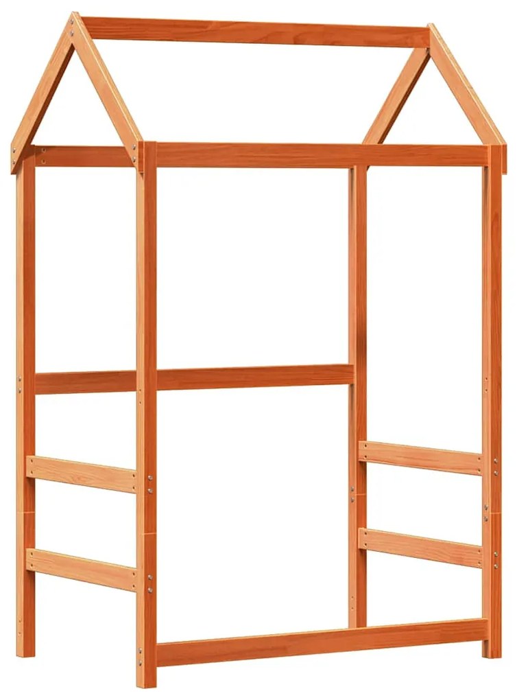 viaszbarna tömör fenyőfa ágy és pad szett tetővel 75 x 190 cm