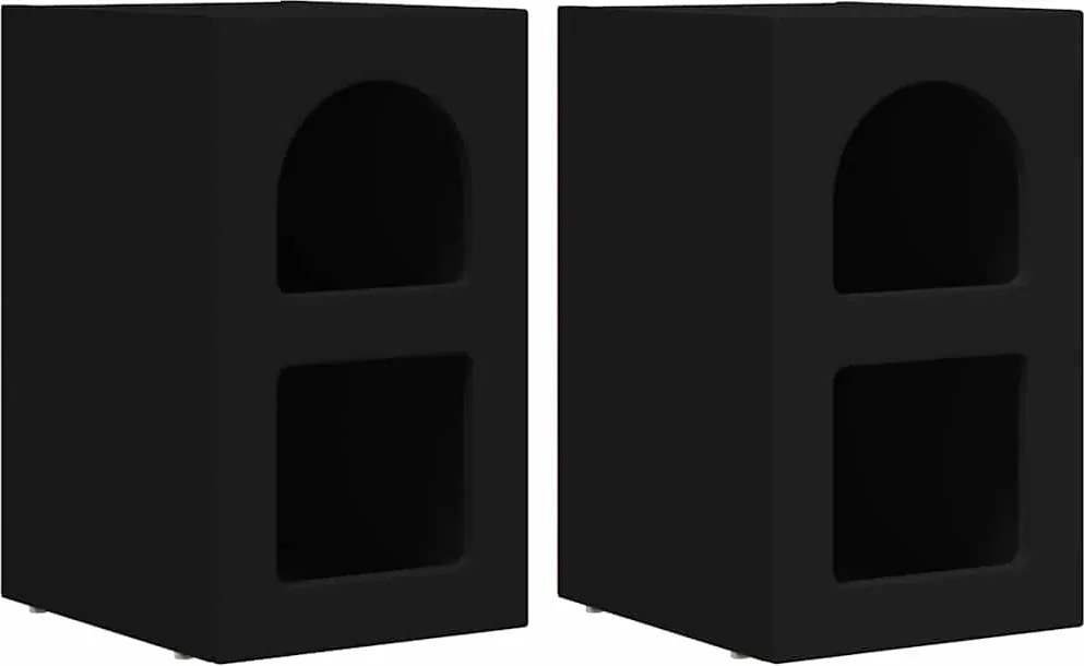 vidaXL Éjjeli asztal 2 pcs Fekete 29,5 x 33,5 x 50 cm Faanyag