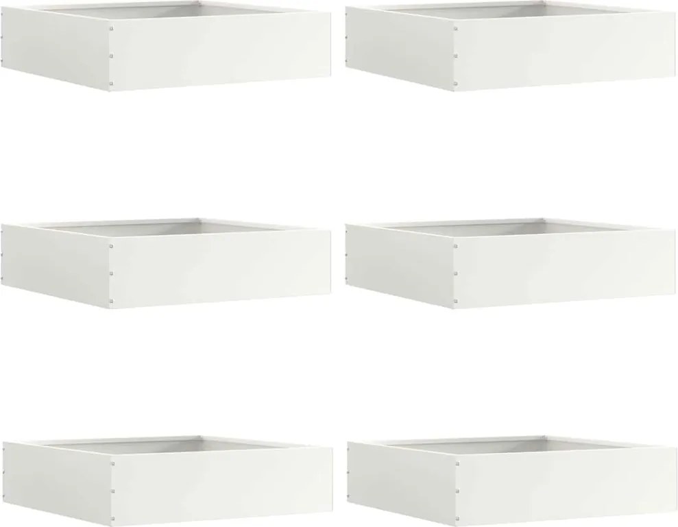 vidaXL Fűszegélyezés 6 pcs Fehér 50 x 50 x 13 cm Acél