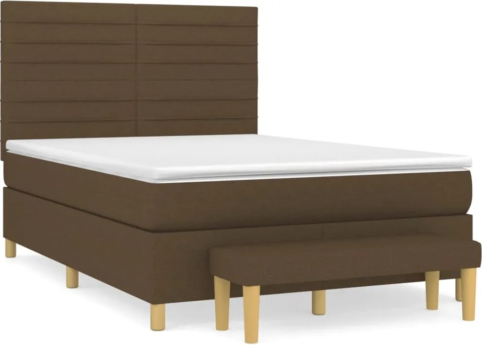 vidaXL sötétbarna szövet rugós ágy matraccal 140 x 190 cm