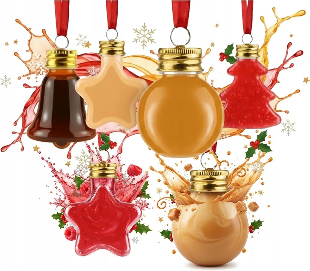 18x Karácsonyfa Bombák 50ml Karácsonyi Alkoholos Cumisüvegek Cukorka Dekoráció