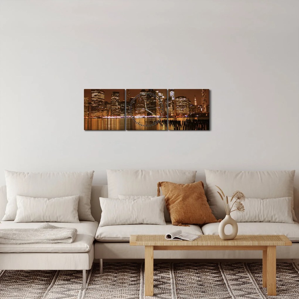 Éjszakai város képe (órával) (90x30 cm)