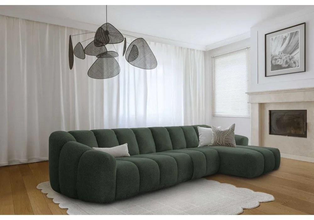 Sötétzöld sarokkanapé (jobb oldali-heverő résszel) Shell – Miuform