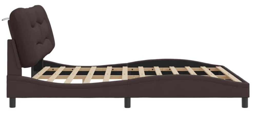 sötétbarna szövet ágykeret LED-es matrac nélkül 180 x 200 cm