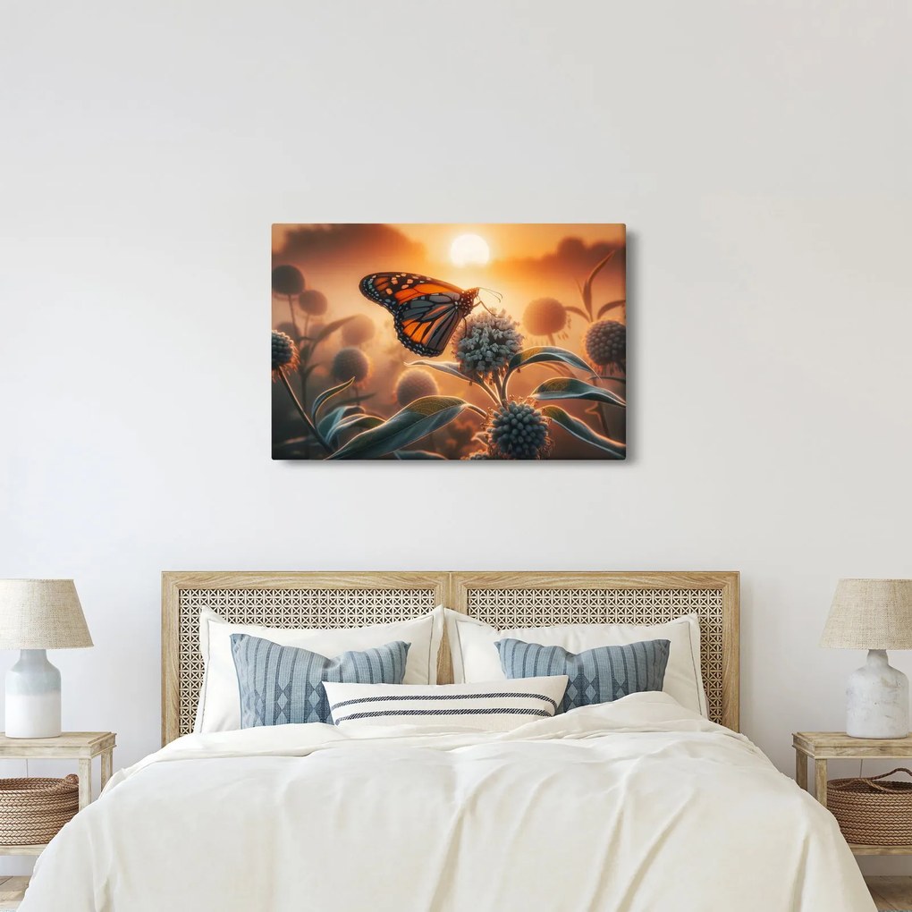 Kép – Pillangó a lenyugvó napban (90x60 cm)