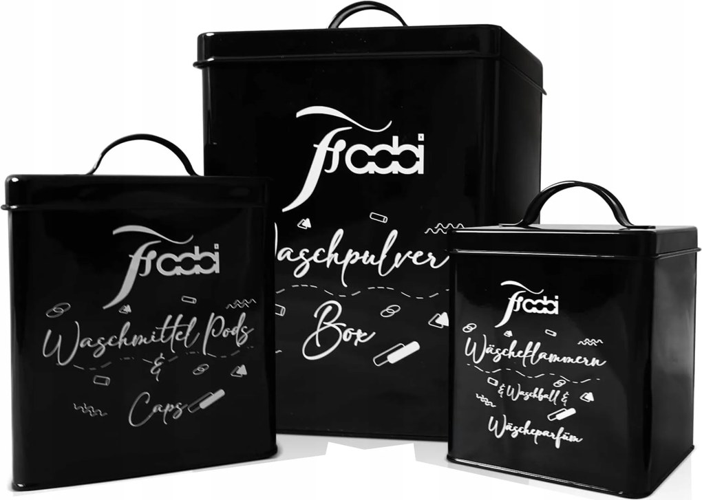 Fedéllel ellátott tárolódobozok mosószerek tárolására 3 db-os szett