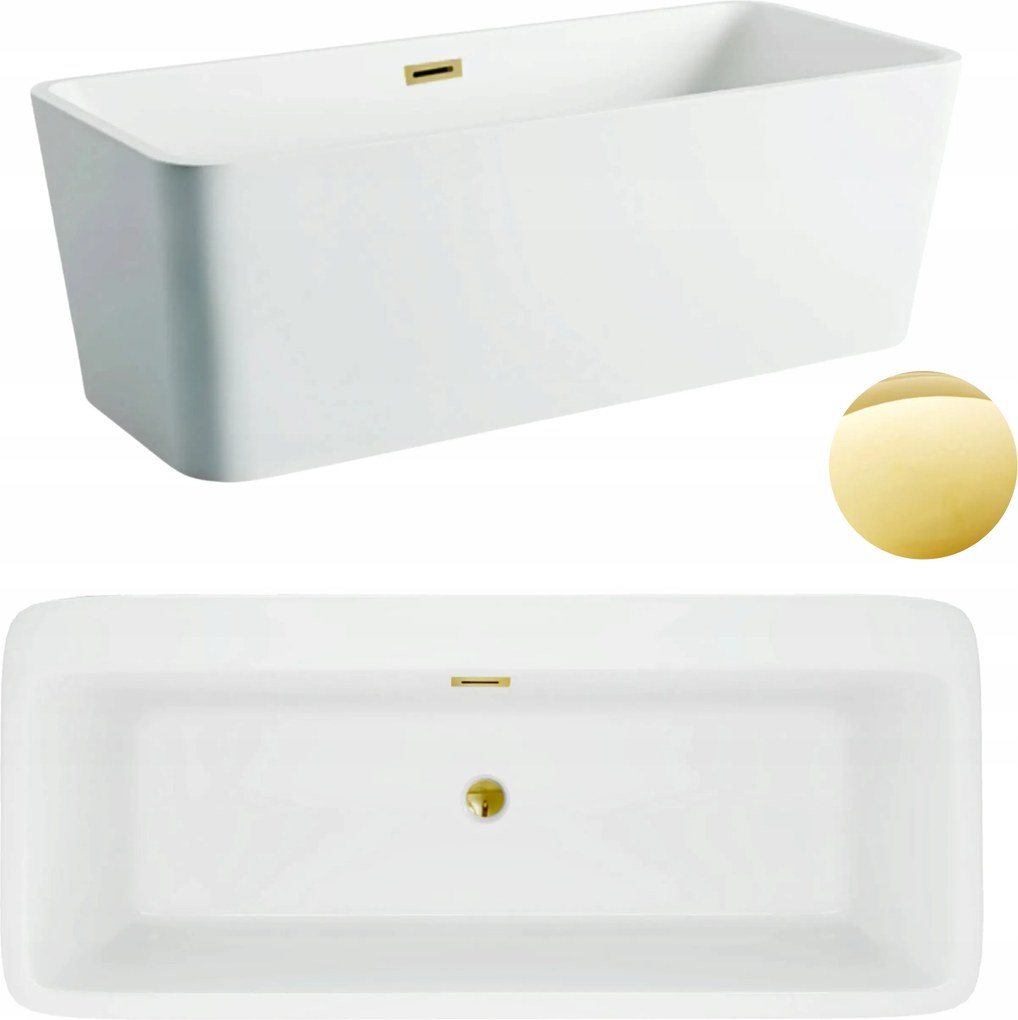 Aquauno Szabadonálló Kád 170x80 cm Arany Tükördugó És Túlfolyó