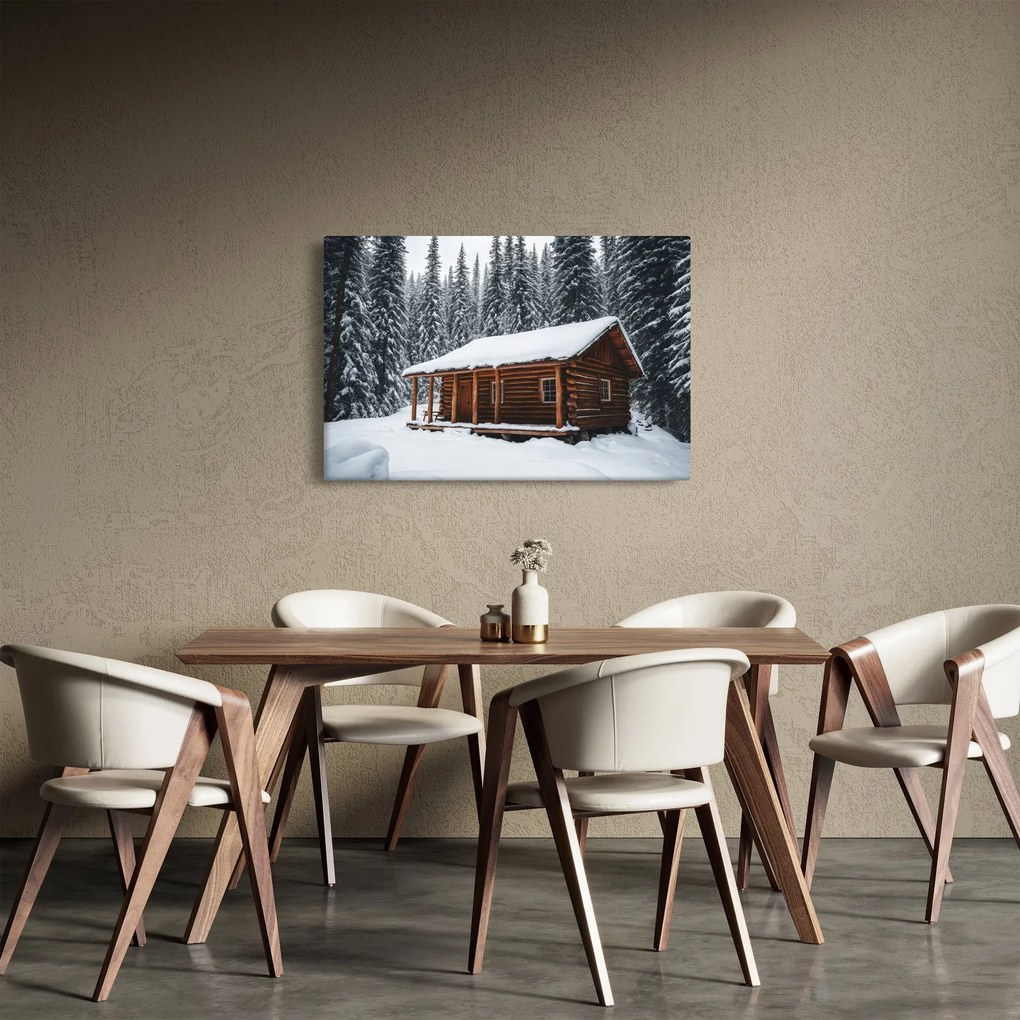 Kép - Hóval borított kunyhó (90x60 cm)