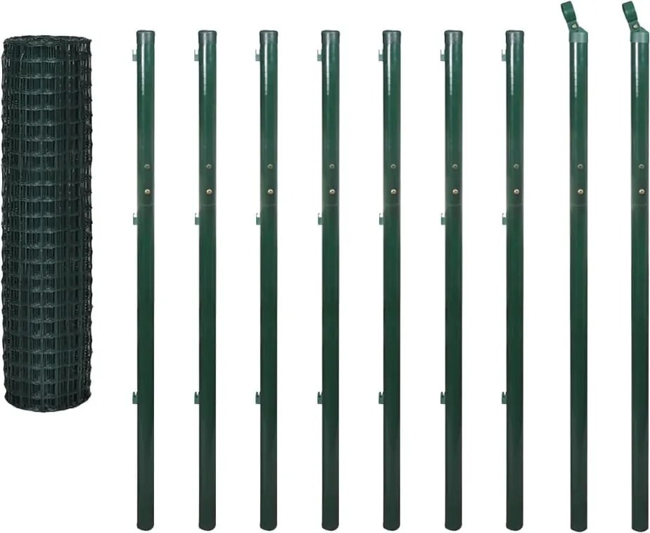 vidaXL Euro Fence zöld acélkerítés 10 x 1,7 m