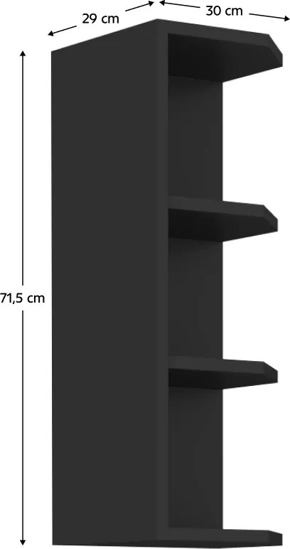 Felső sarokszekrény fekete, ARAKA/MENZO/SIBER 30 G-72 ZAK