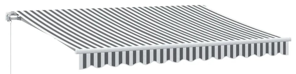 antracitszürke-fehér kézzel kihúzható napellenző 350 x 250 cm