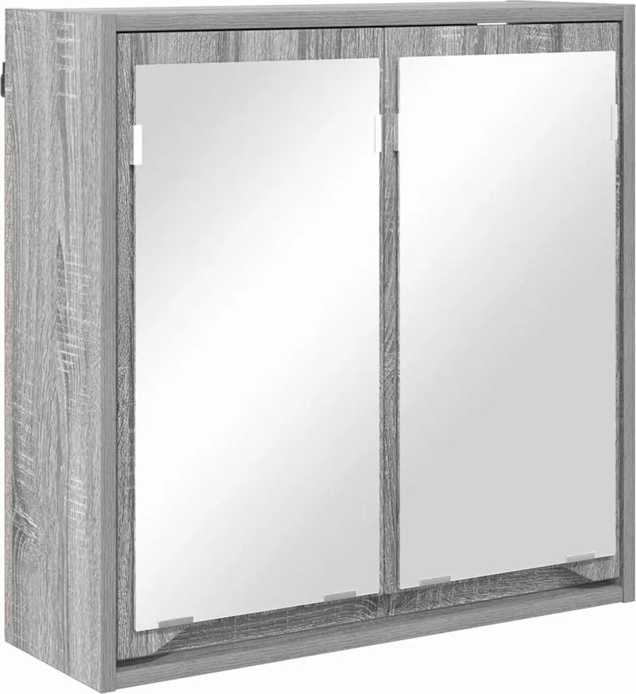 vidaXL Fürdőszobai tükörszekrény Szürke Sonoma 60 x 20 x 60 cm Faanyag