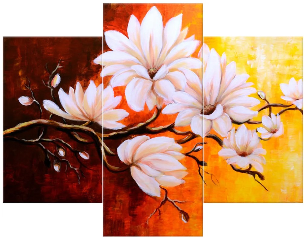 Gario Vászonkép Színes magnóliák - 3 részes Méret: 90 x 70 cm