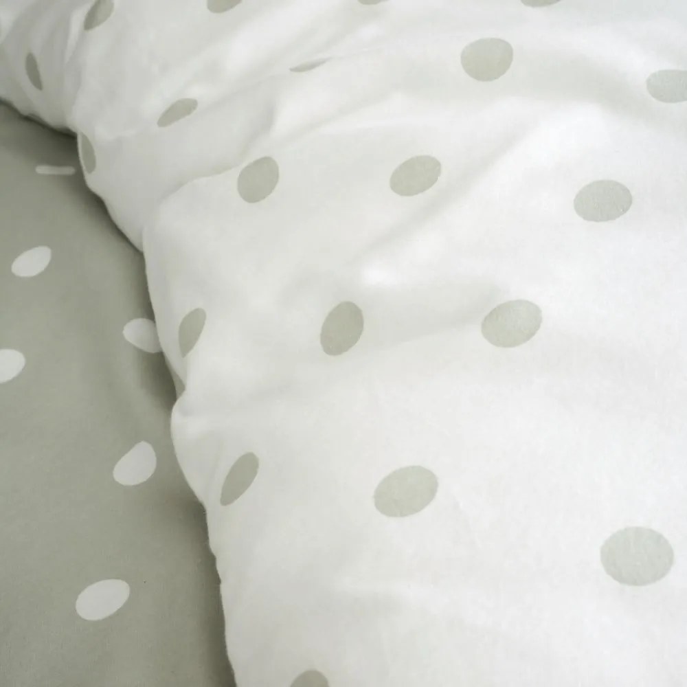 Fehér-zöld egyszemélyes flanel ágyneműhuzat 135x200 cm Polka Dot – Catherine Lansfield