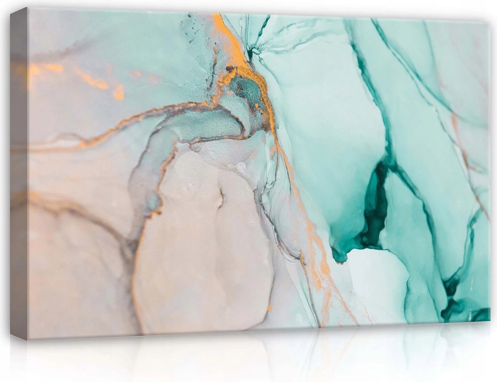 Vászonkép 60x40 Absztrakt márvány türkiz arany akvarell textúra művészet