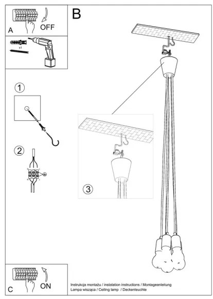 Csillár zsinóron DIEGO 5xE27/60W/230V